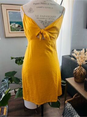 Urban Outfitters Mustard Yellow Tie-Front Mini Dress